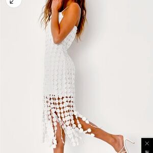 White dress. Fringe. 3D Dot. Bridal. White party. Size XL, Tags on